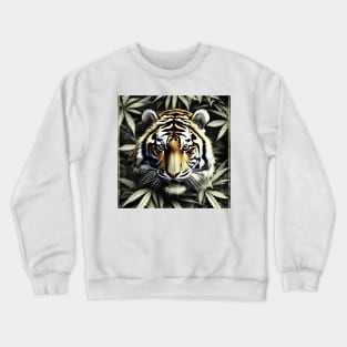 Tiger Screen Wildlife Canine Cannabis Crewneck Sweatshirt